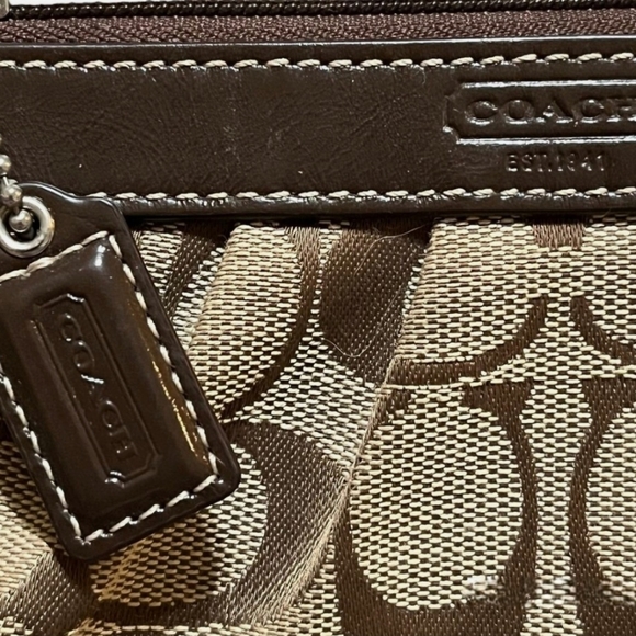 Coach Signature C Beige Wristlet -  7" L x 4.75" H x 1.25" D - Picture 3 of 9